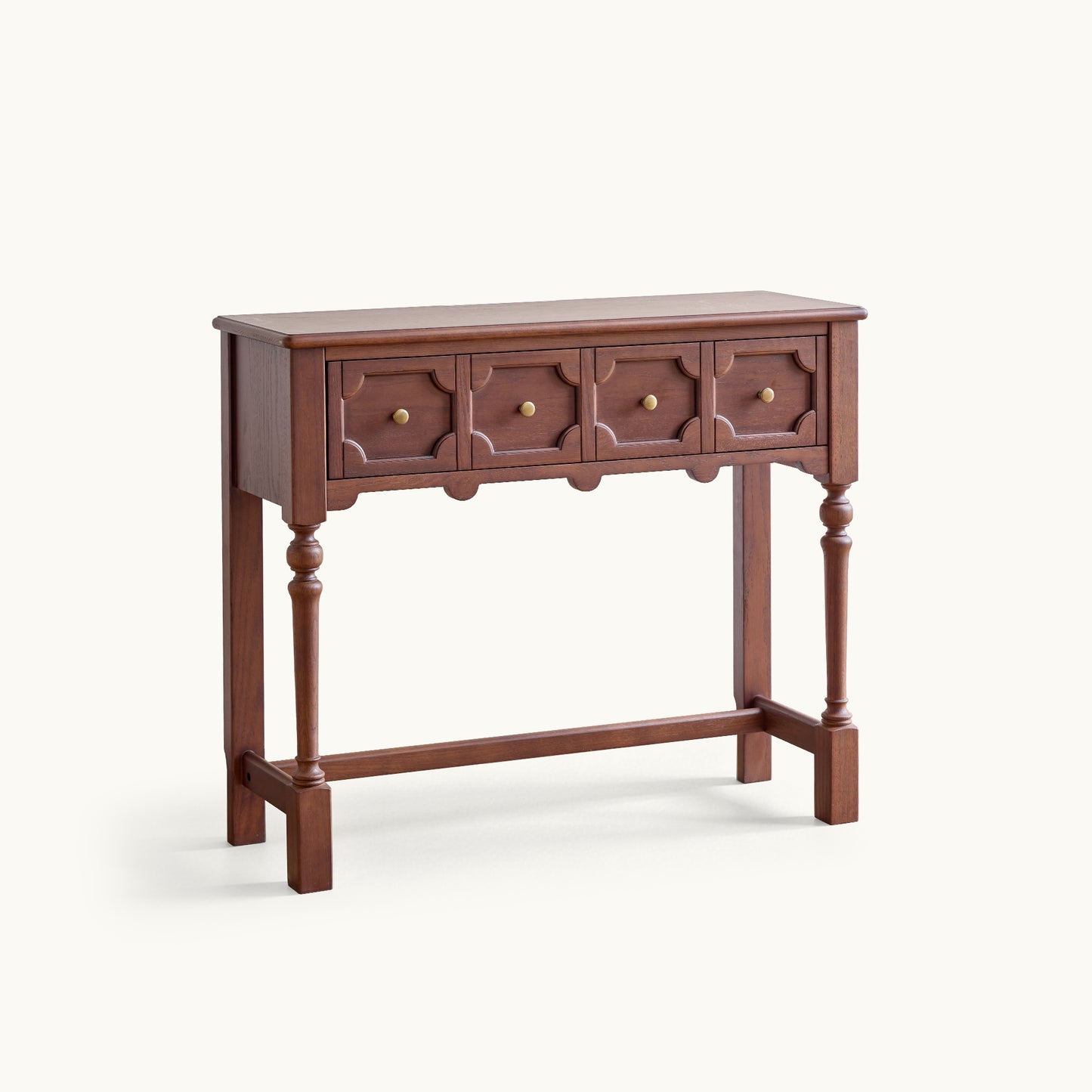 Aurelia Vintage Console Table with Drawers, French Mid-Century Entryway Table