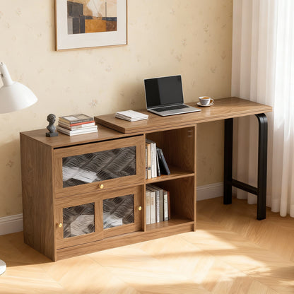 Versatile Desk with Rotatable Top, Foldable Design, and Ample Storage Space, Ideal for Home Office or Study Use