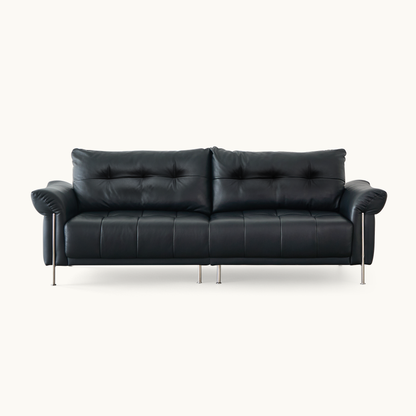 Wing-Style Genuine Leather Sofa (Available in Multiple Sizes)