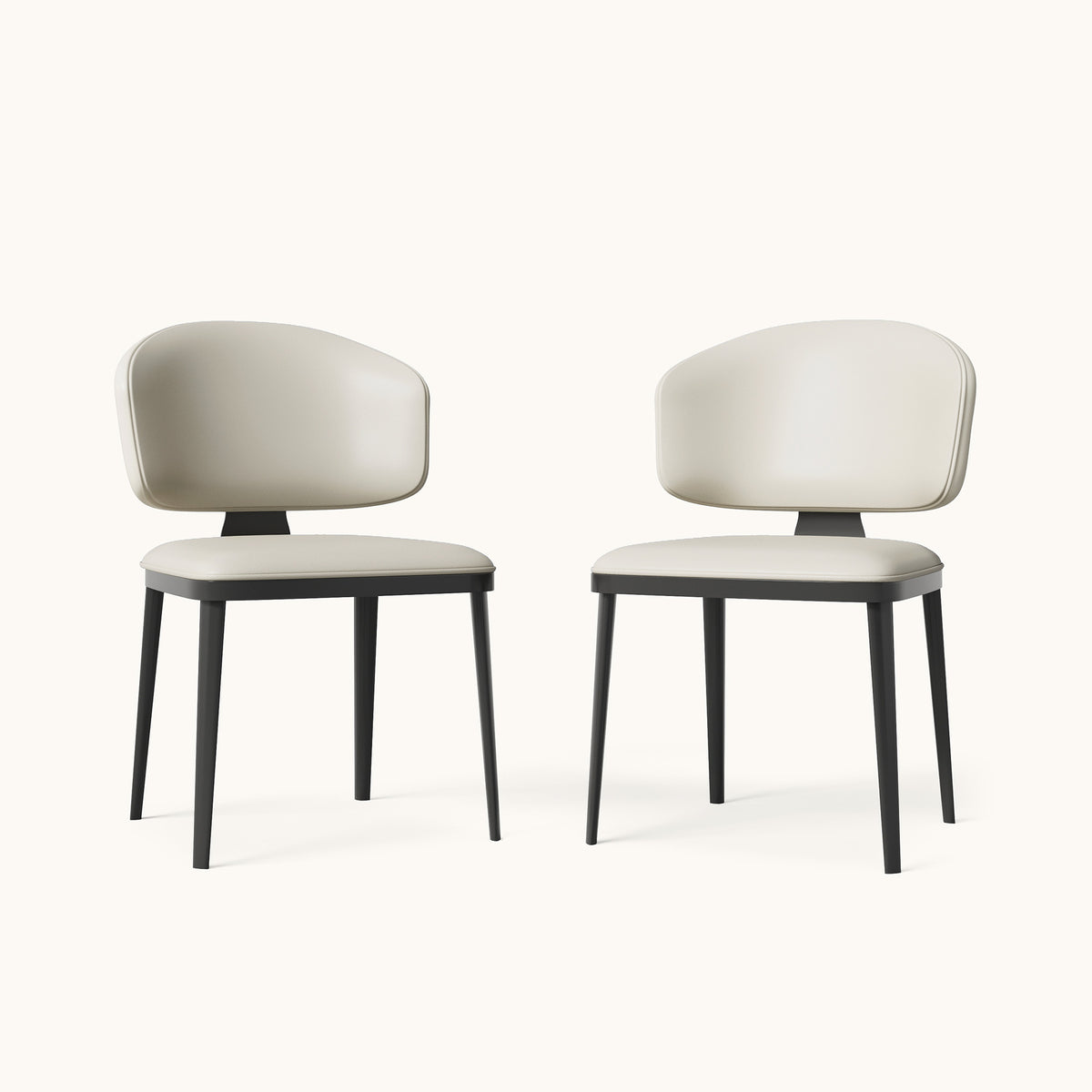Modern Upholstered Dining Chairs Set of 2 Grey Leather Kitchen Chairs