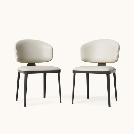 Modern Upholstered Dining Chairs Set of 2 Grey Leather Kitchen Chairs