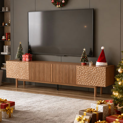 TV Stand GPJTV0724 Mid-Century Modern Adjustable Shelves Cable Management 86.6"