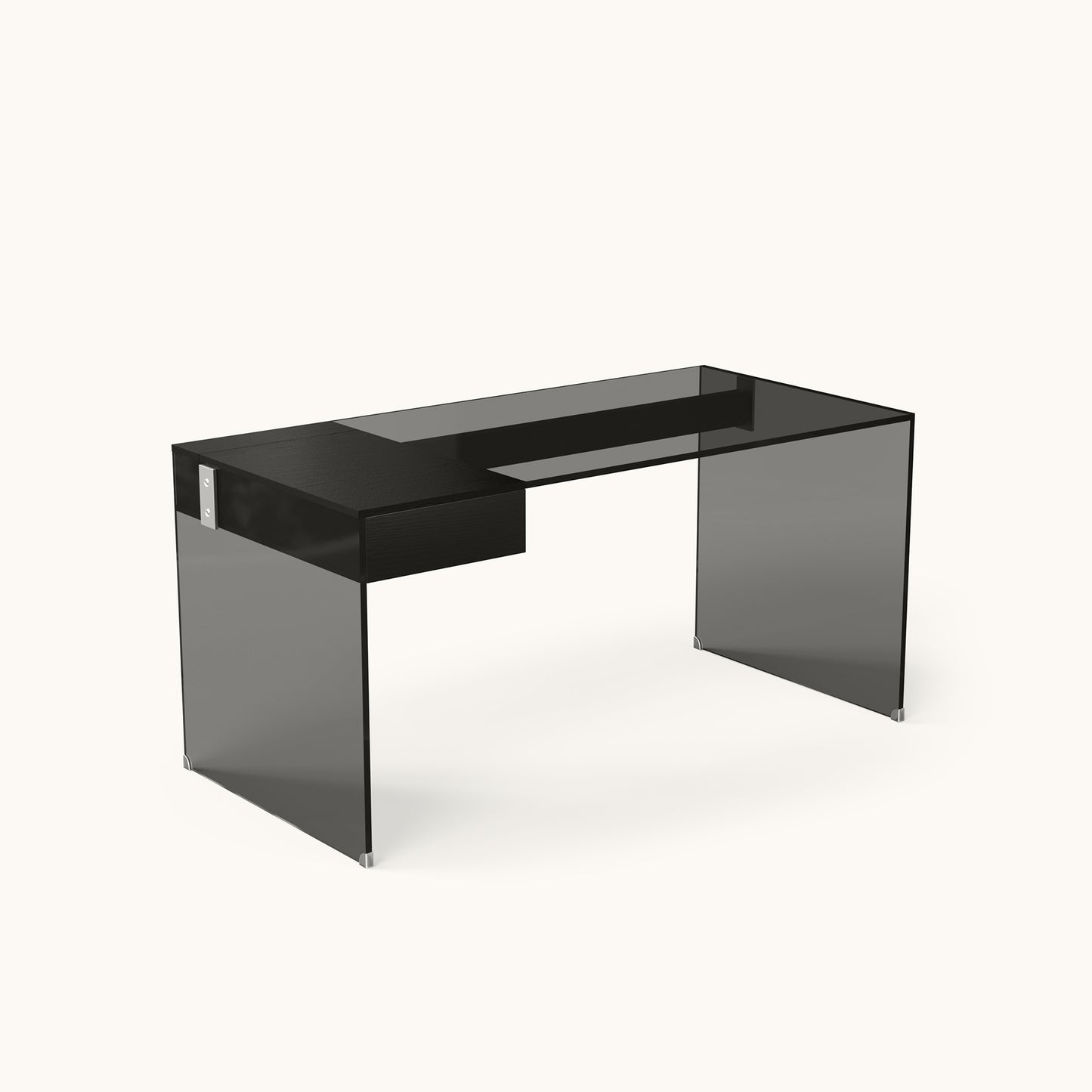 Modern Tempered Glass Desk 53.14" with Storage Drawer & Spacious Tabletop