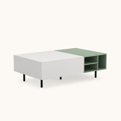 Modern Coffee Table 51.18" with Two-Tone Tabletop & Spacious Storage
