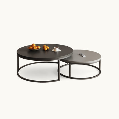Round Nesting Coffee Tables  55.2" Set of 2 Two-Tone Finish