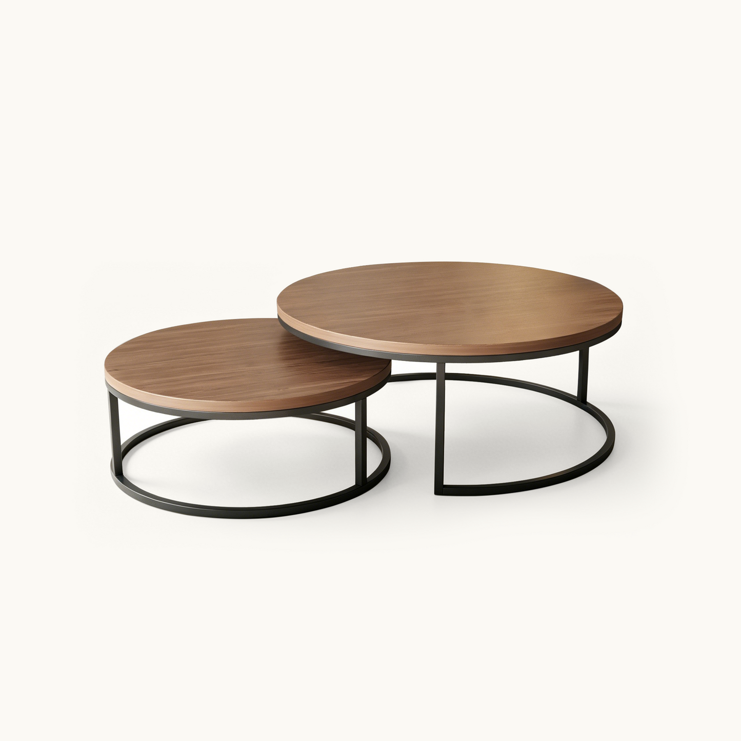 Round Nesting Coffee Tables  55.2" Set of 2 Two-Tone Finish