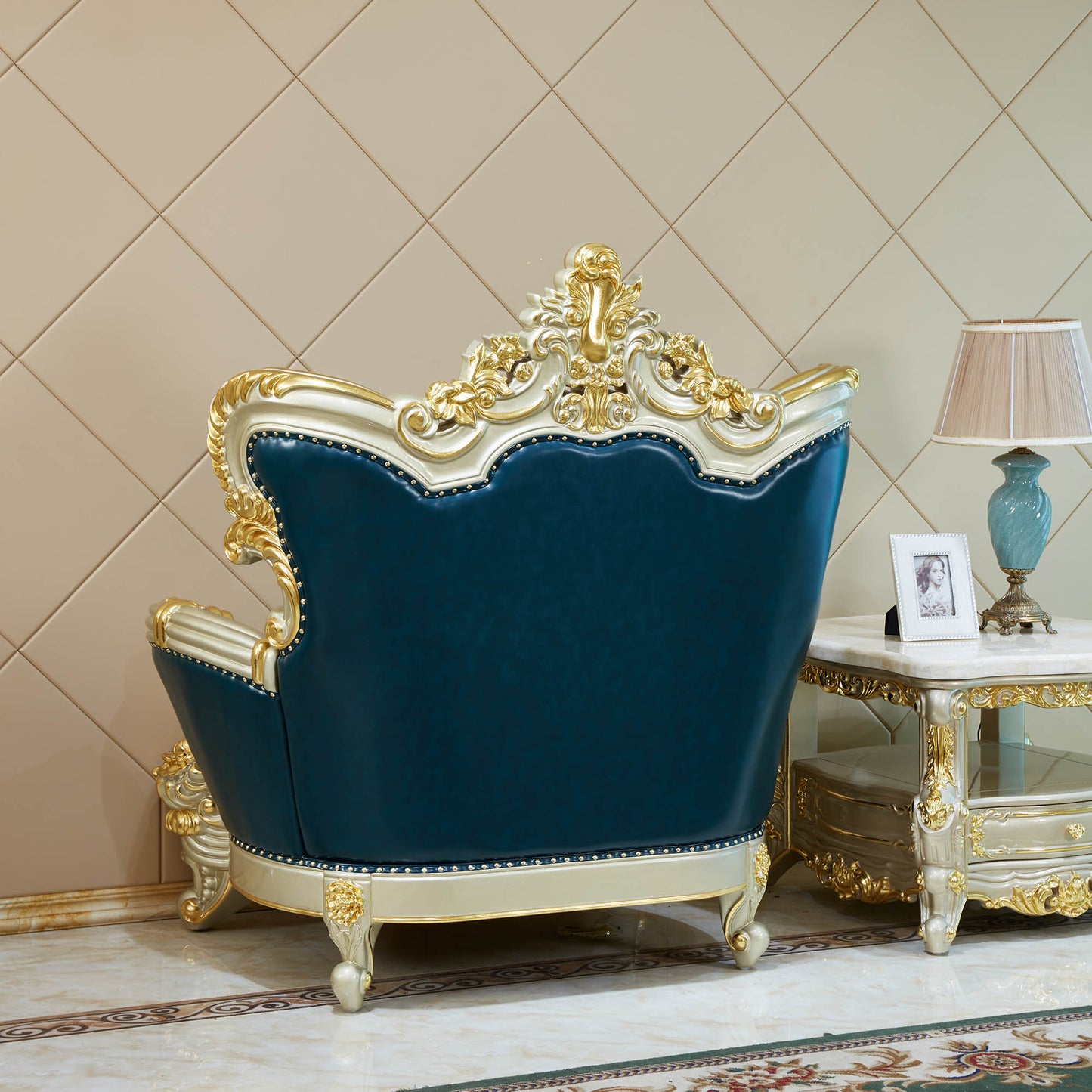 Imperial Sapphire Luxury Sofa Set – European Baroque Tufted Living Room Collection