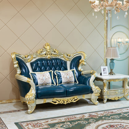Imperial Sapphire Luxury Sofa Set – European Baroque Tufted Living Room Collection