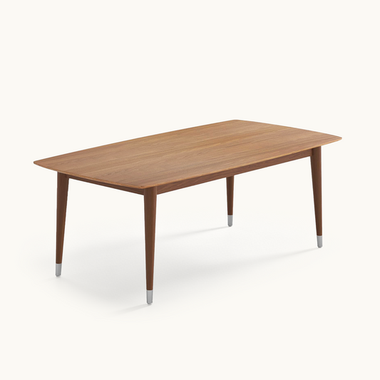Mid-Century Modern Dining Table 62.9" with Laminated Solid Wood & Rounded Corners