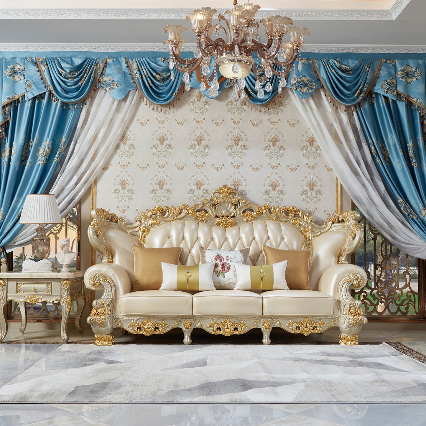 Versailles Royale Luxury Sofa Set – European Baroque Gold Carved Living Room Collection