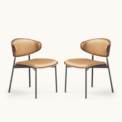 Mid-Century Modern Upholstered Dining Chair  (Set of 2) Walnut