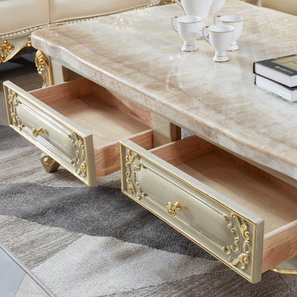 Versailles Royale Coffee Table – Luxury European Baroque Center Table with Storage