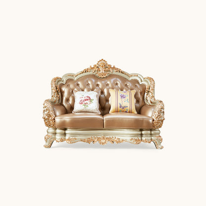 Versailles Imperial Luxury Tufted Leather Sofa Set | Hand-Carved European Classic Sofa Collection