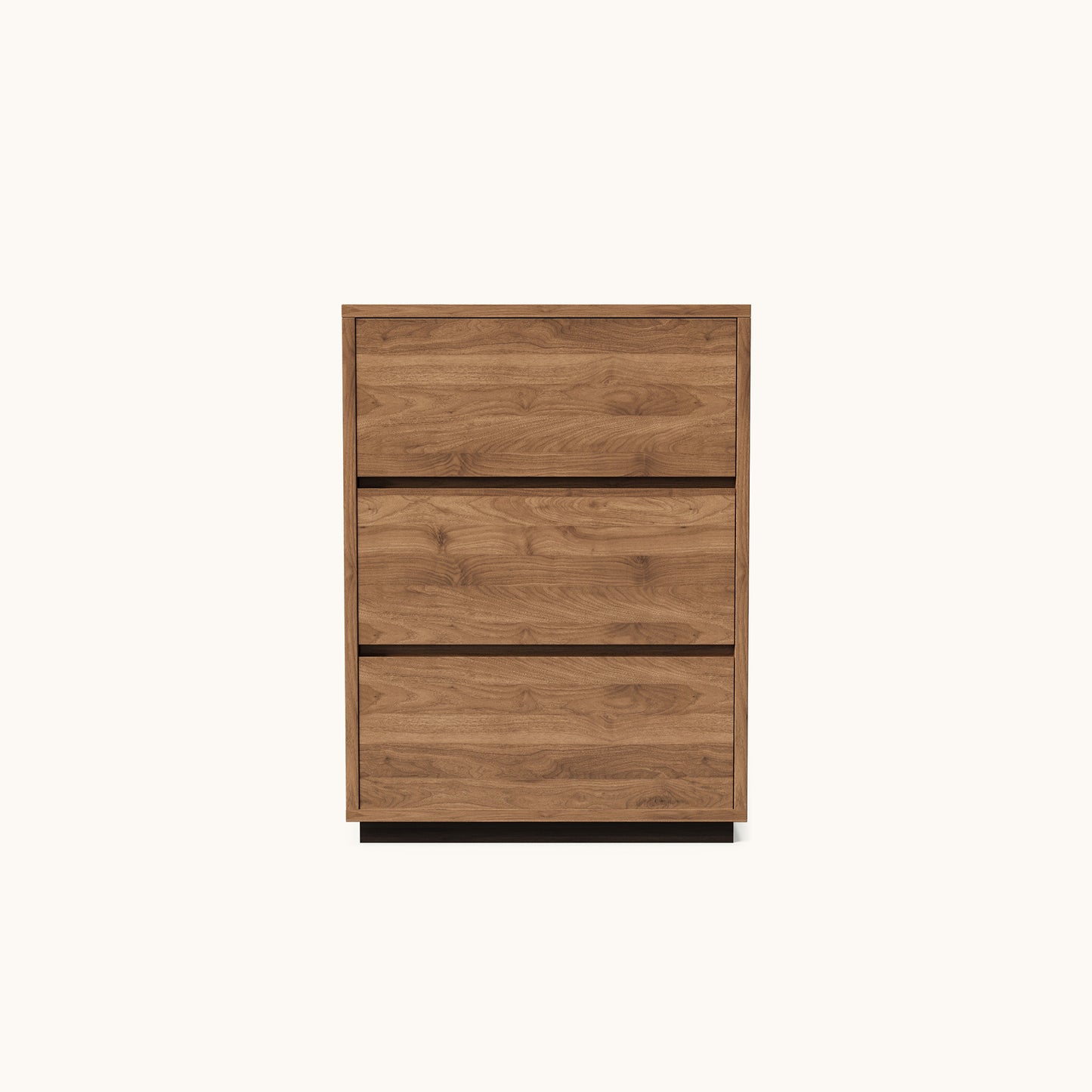 Mid-Century Modern 3-Drawer Cabinet 23.62" with Walnut Finish & Hidden Storage
