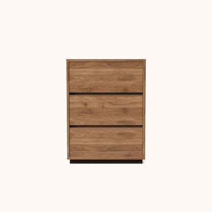 Mid-Century Modern 3-Drawer Cabinet 23.62" with Walnut Finish & Hidden Storage