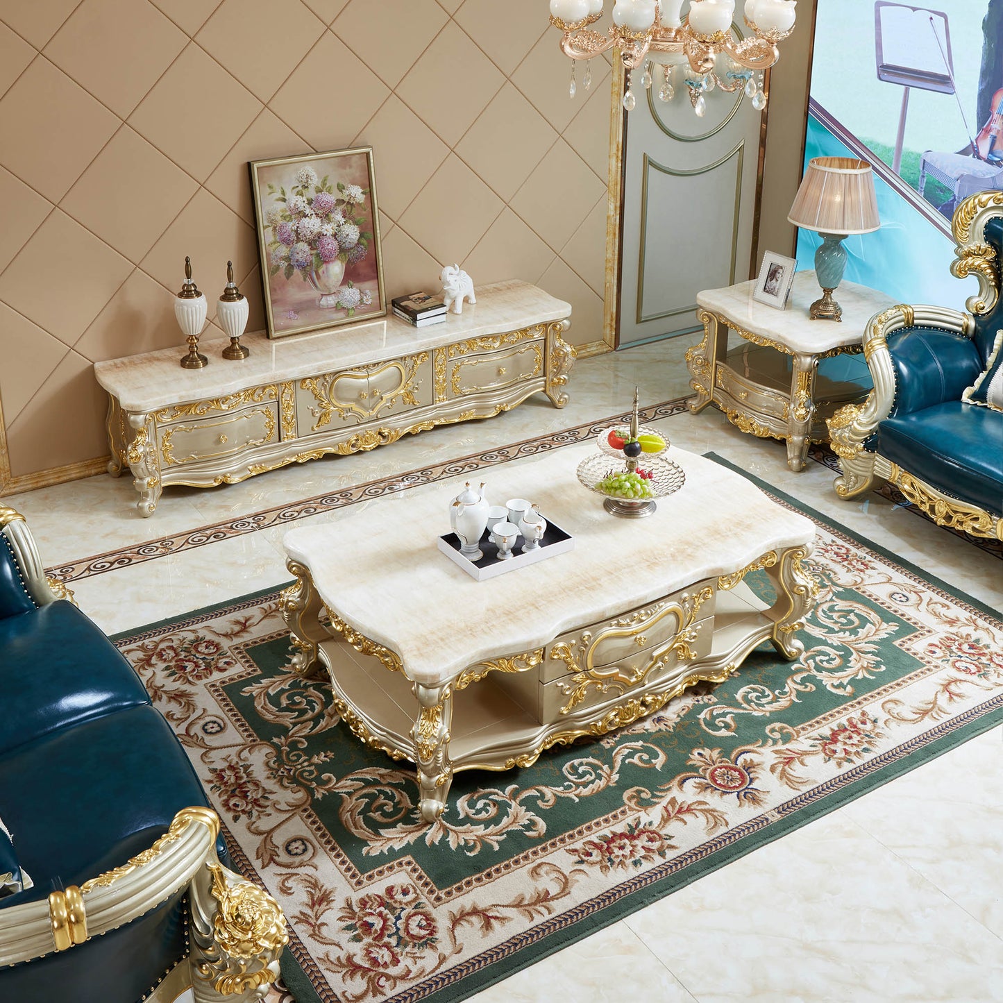 Château Lumière Coffee Table – French Rococo Coffee Table with Storage