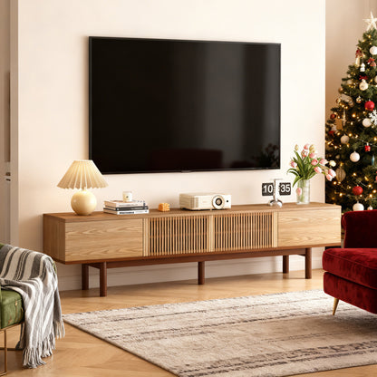 TV Stand FDDSG2200 Mid-Century Modern Cable Management 4-Door 86.6"