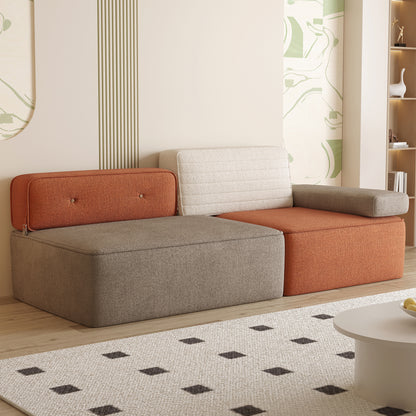 Modern Color-Block Sofa – 79.9" Fabric Upholstered Couch with Soft Cushions and Stylish Design, Seats 3