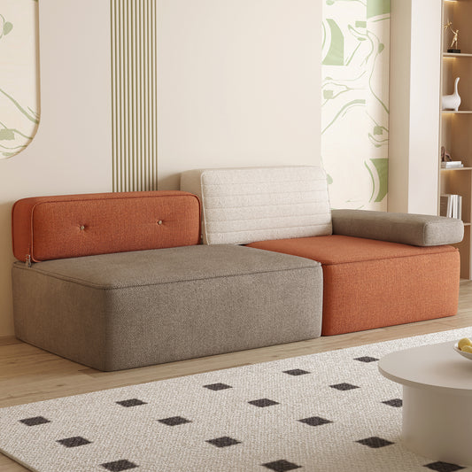 Modern Color-Block Sofa – 79.9" Fabric Upholstered Couch with Soft Cushions and Stylish Design, Seats 3