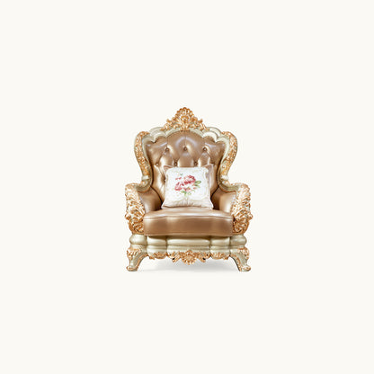 Versailles Imperial Luxury Tufted Leather Sofa Set | Hand-Carved European Classic Sofa Collection