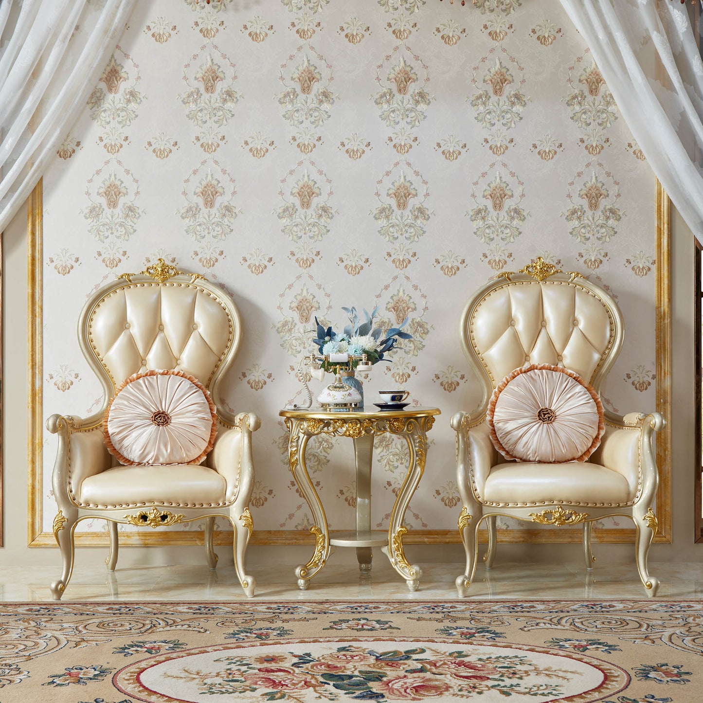 Château Royale End Table – French Rococo Luxury Accent Table
