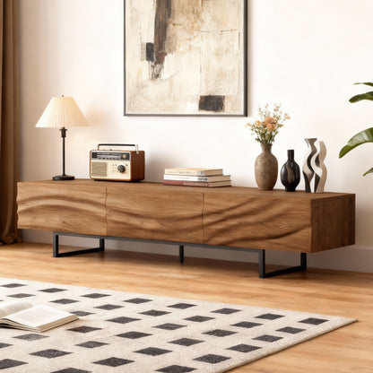 TV Stand YSTVG028 Mid-Century Modern with 3 Drawers Cable Management 82.83"