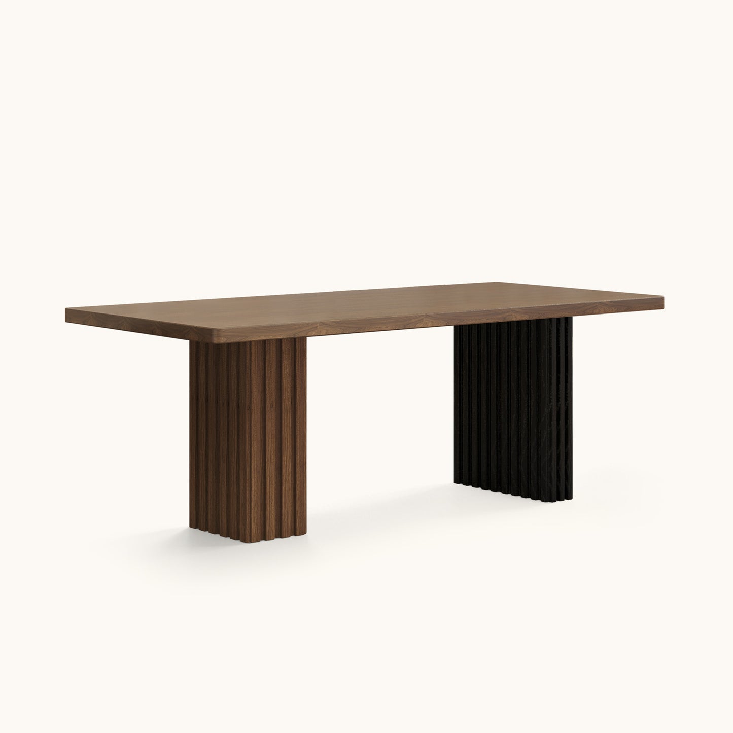 Mid-Century Modern Dining Table 70.8" with Ribbed Pedestal Base & Spacious Tabletop