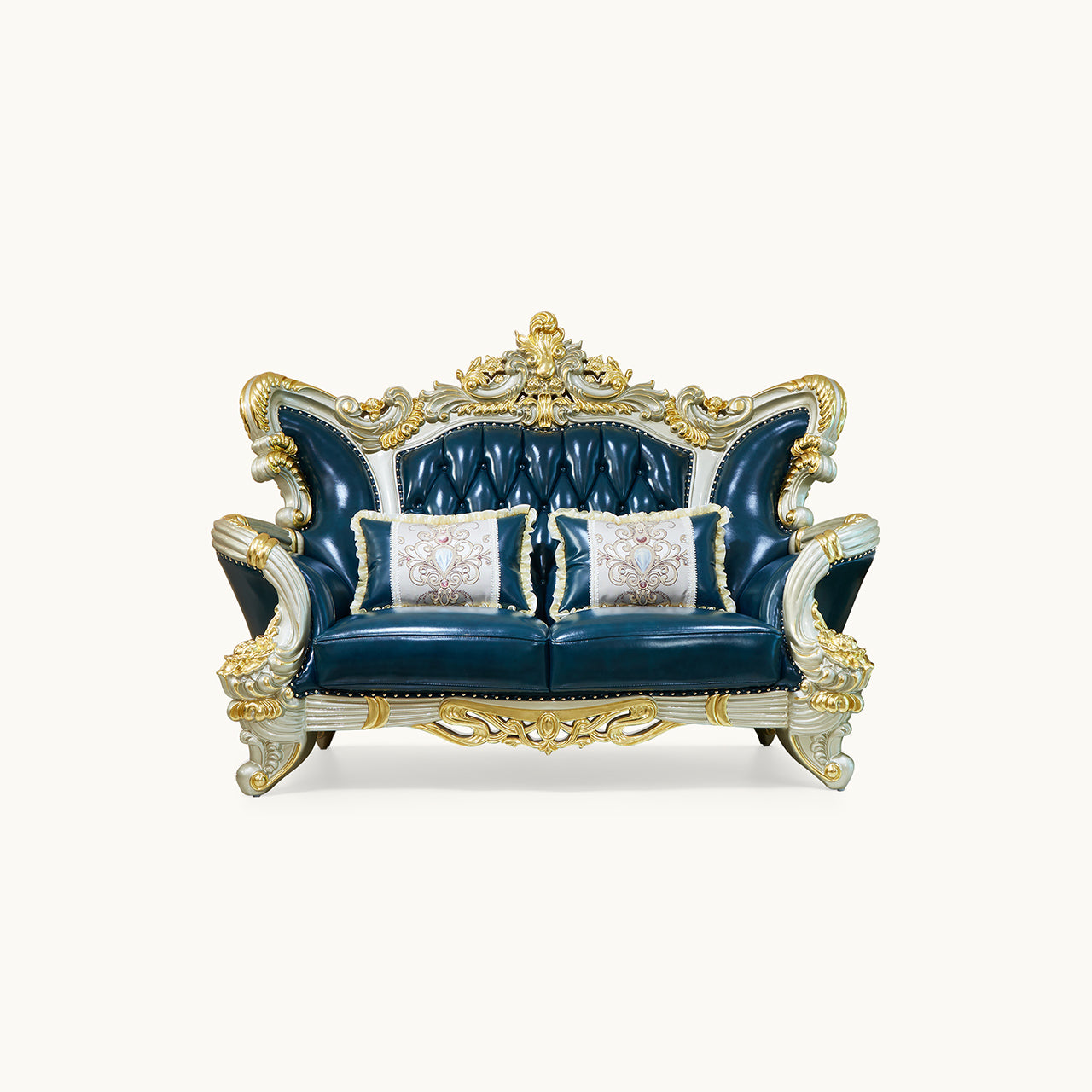 Imperial Sapphire Luxury Sofa Set – European Baroque Tufted Living Room Collection