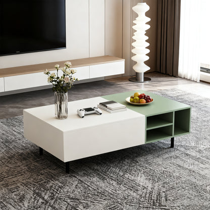 Coffee Table GJPPSCJ Modern Two-Tone Tabletop Spacious Storage 51.18"