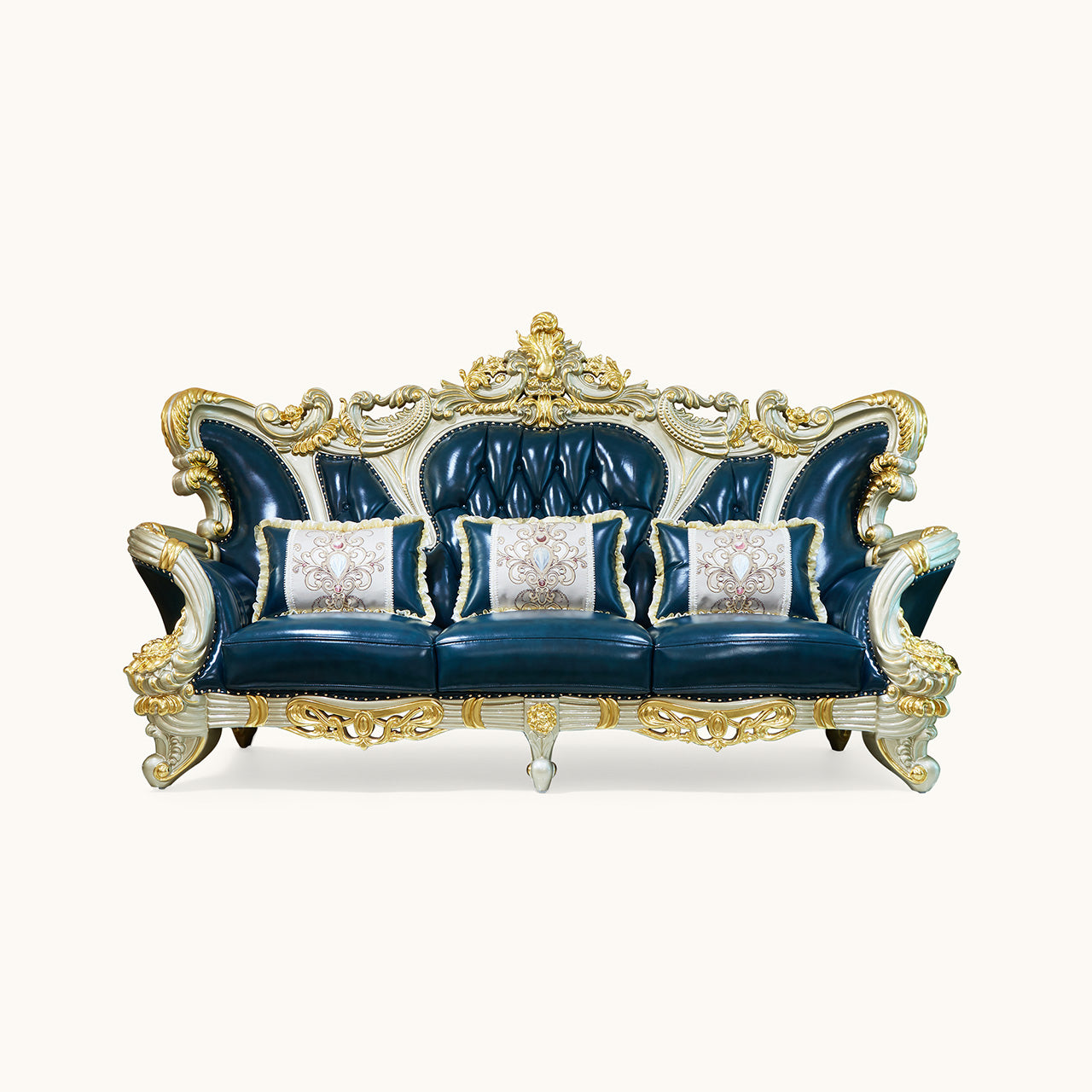 Imperial Sapphire Luxury Sofa Set – European Baroque Tufted Living Room Collection