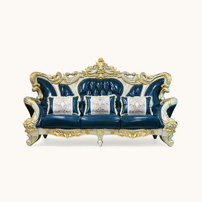 Imperial Sapphire Luxury Sofa Set – European Baroque Tufted Living Room Collection