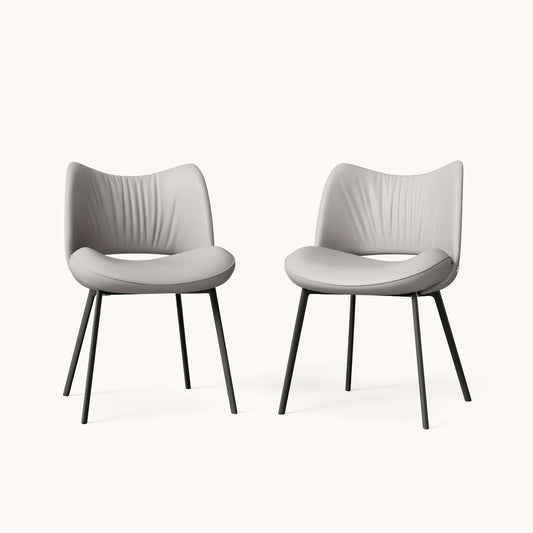 Modern Upholstered Dining Chairs Set of 2 with Curved Backrest & Carbon Steel Legs