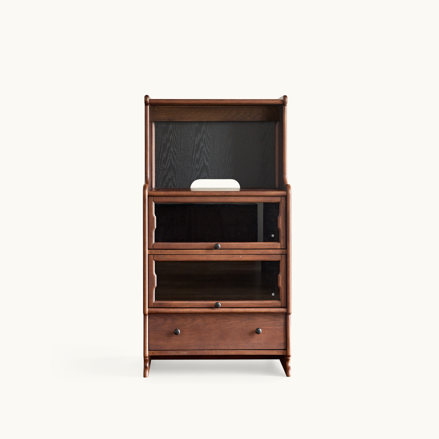 Alden Vintage Entryway Display Cabinet with Hooks and Drawers