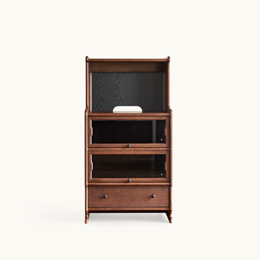 Alden Vintage Entryway Display Cabinet with Hooks and Drawers