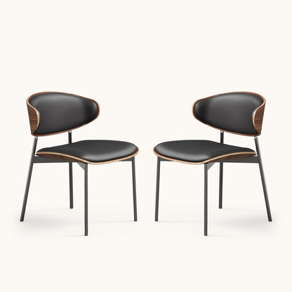 Mid-Century Modern Upholstered Dining Chair  (Set of 2) Black