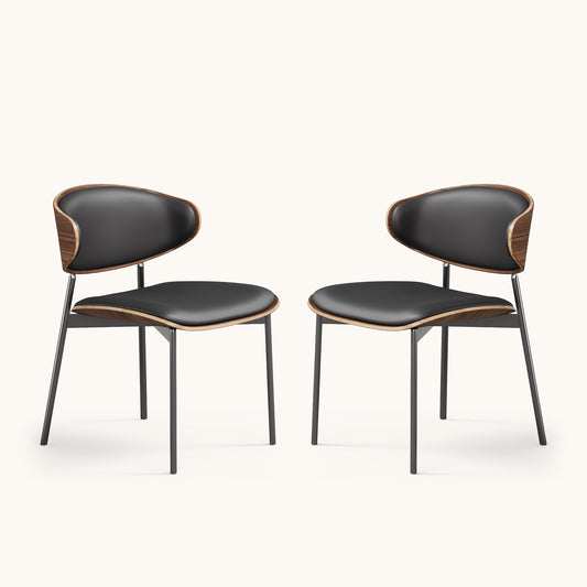 Mid-Century Modern Upholstered Dining Chair  (Set of 2) Black