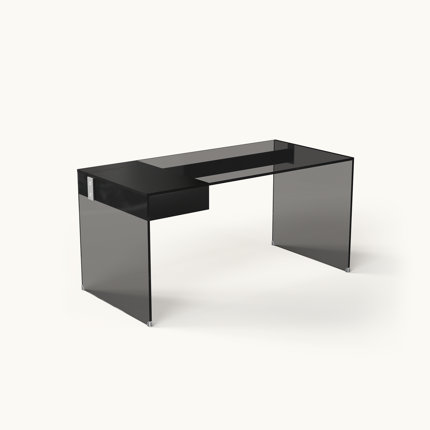 Modern Tempered Glass Desk 53.14" with Storage Drawer & Spacious Tabletop