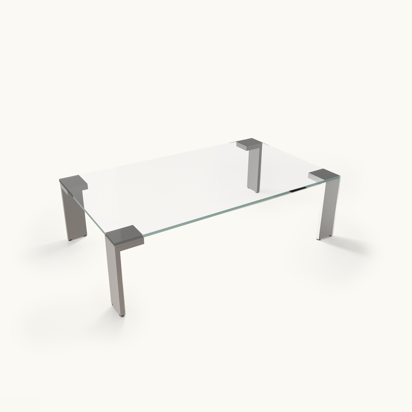 Modern Glass Coffee Table 47.2" with Tempered Glass Top & Metal Legs