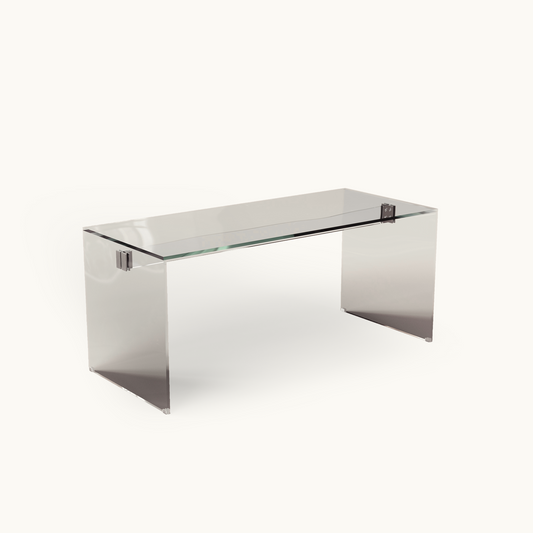 Modern Tempered Glass Desk 53.14" Spacious Tabletop
