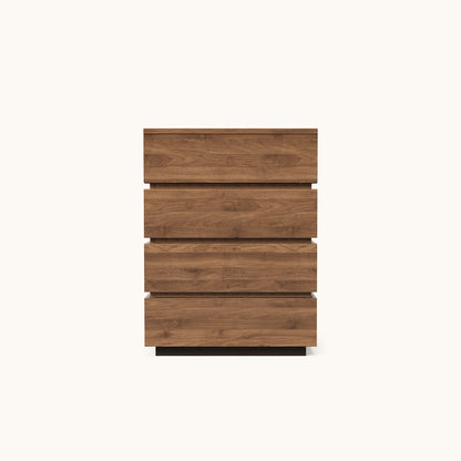 Mid-Century Modern 4-Drawer Cabinet 21.65" with Walnut Finish & Space-Saving Design