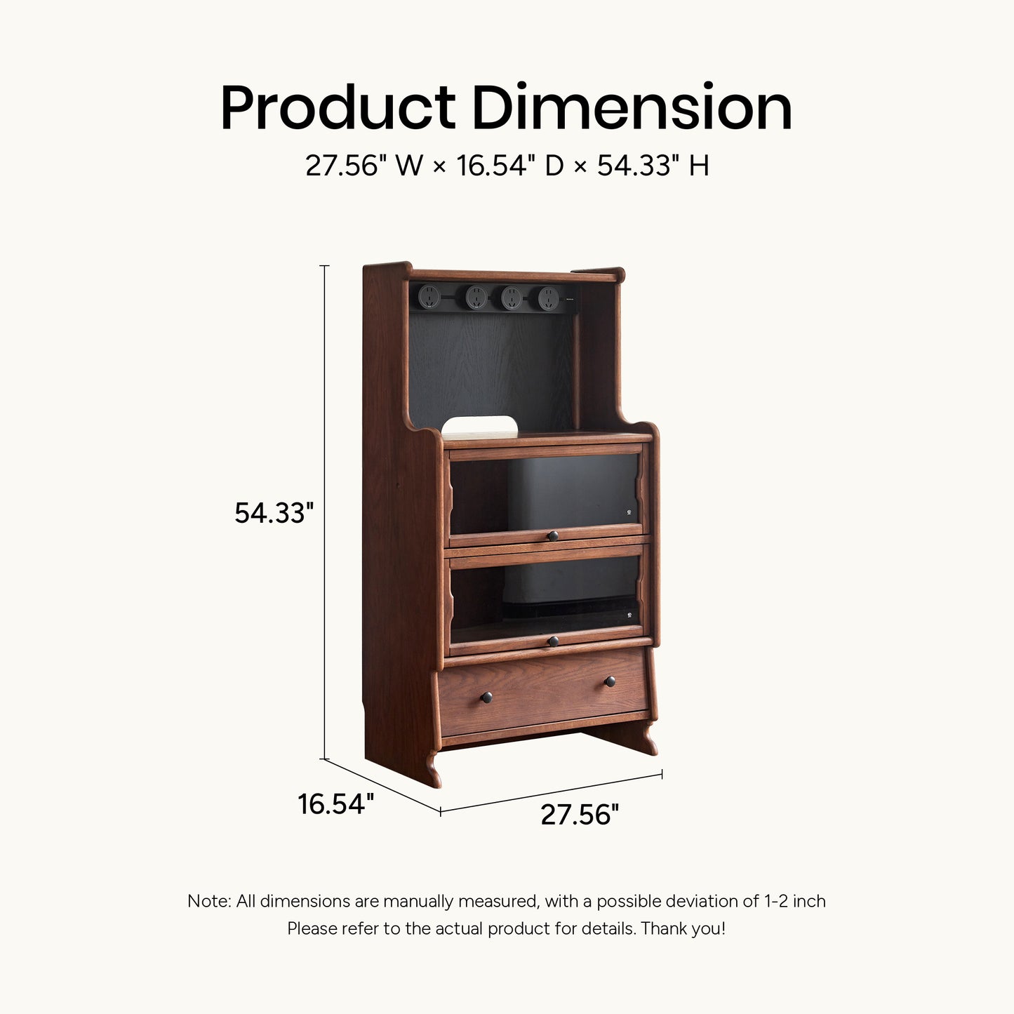 Alden Vintage Entryway Display Cabinet with Hooks and Drawers