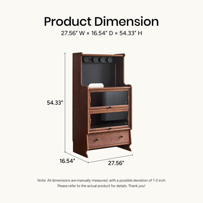 Alden Vintage Entryway Display Cabinet with Hooks and Drawers