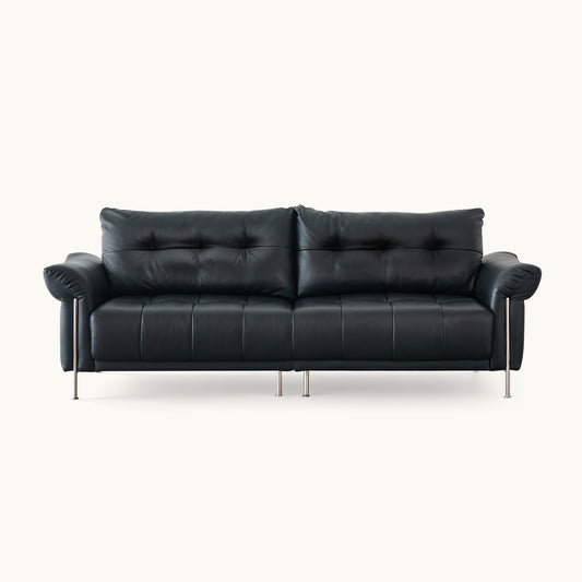 Wing-Style Genuine Leather Sofa (Available in Multiple Sizes)