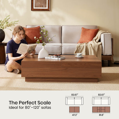 Mid-Century Expandable Coffee Table with Storage for Living Rooms