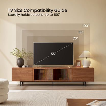 Mid-Century TV Stand with Hidden Storage for 32-100” TVs