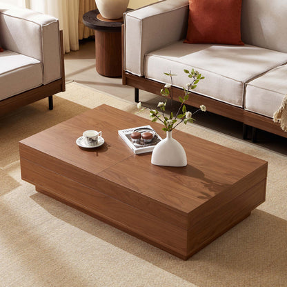 Mid-Century Expandable Coffee Table with Storage for Living Rooms