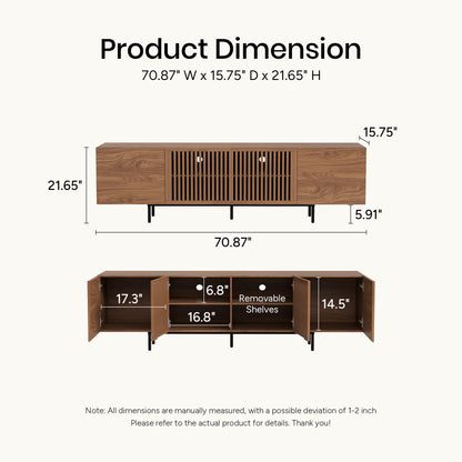 Mid-Century TV Stand with Hidden Storage for 32-100” TVs