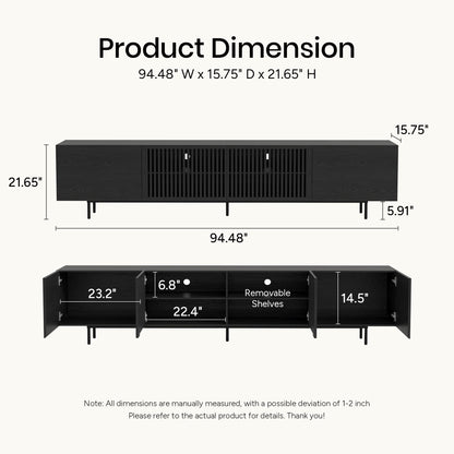 Mid-Century TV Stand with Hidden Storage for 32-100” TVs
