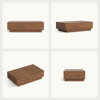 Mid-Century Expandable Coffee Table with Storage for Living Rooms