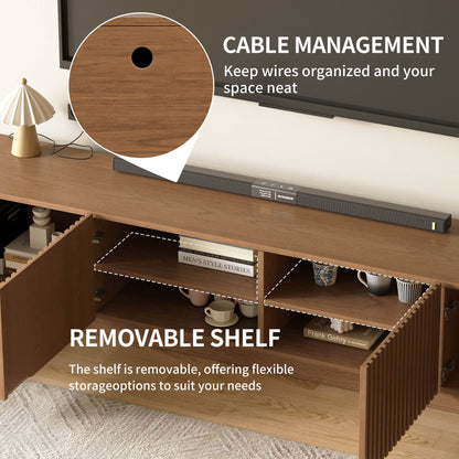 Mid-Century Modern TV Stand 86.61" with Adjustable Shelves & Cable Management